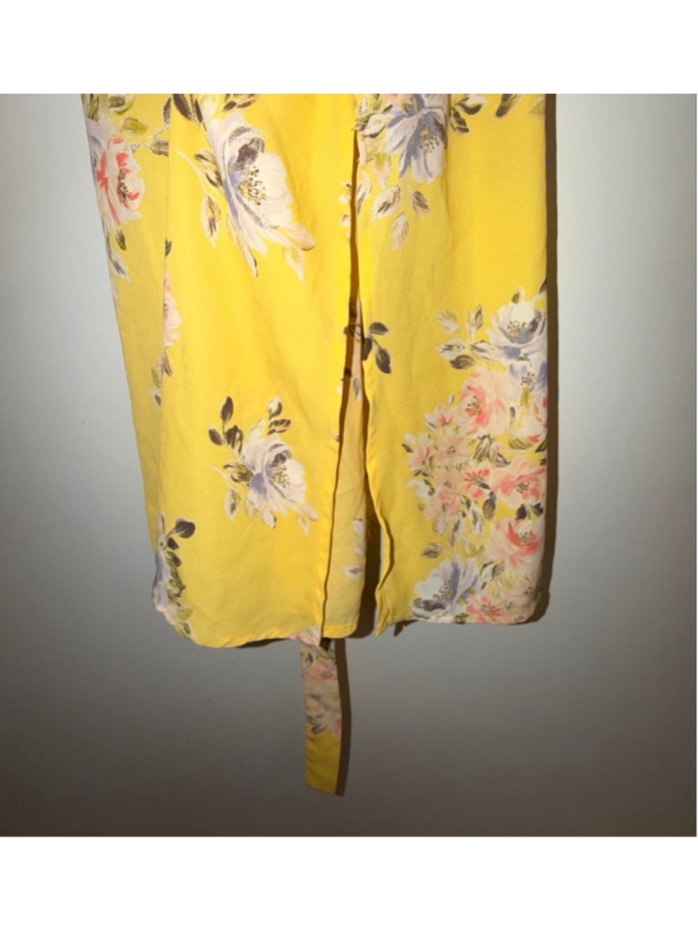 Francesca Mi Ami S Yellow Floral Chiffon Sheer Midi Dress Women Sundress Garden - Picture 10 of 11
